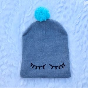Little Girls gray eyelash beanie